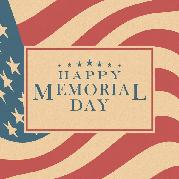 Happy Memorial Day background in retro color. US Memorial Day celebration. American national holiday. Template design with text, stars and USA national flag. Vector illustration.