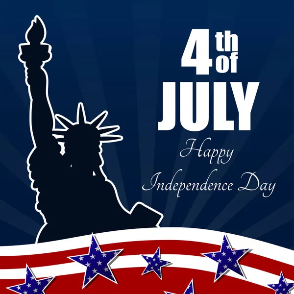 Juillet Fond Fête Indépendance Des États Unis Avec Statue Liberté — Image vectorielle