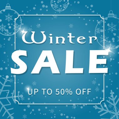 Winter sale text vector banner design. Background for Christmas shopping promo discount price. Vector illustration.