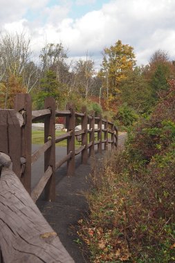 Pennsylvania 'daki Nockamixon Eyalet Parkı' nın manzarası sonbahar mevsiminde çok güzeldir..