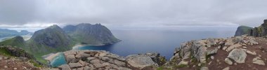 Ryten, Lofoten, Norveç panoramik hava görüntüsü