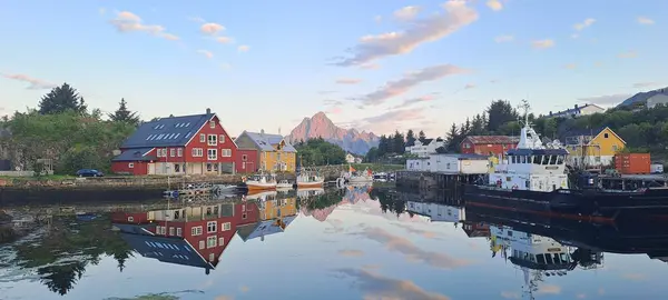 Lofoten ve Norveç 'in panoramik hava görüntüsü