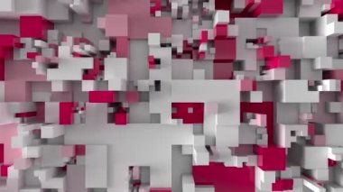Renk değiştiren şekilli soyut üç boyutlu geometrik arkaplan. Kusursuz döngü.