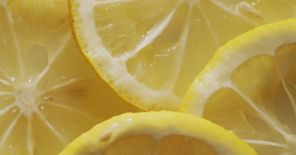 Zitronenscheiben Rotieren Gedreht Raw Mit Einer Kinokamera — Stockvideo