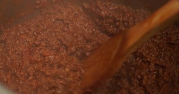 Slow Motion Shot Bolongese Sauce Being Cooked Shot Raw Cinema — Stock Video