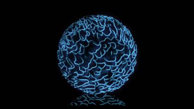 Neon ışıklı kenarları olan parlak yerdeğiştirilmiş küre. Kusursuz döngü.
