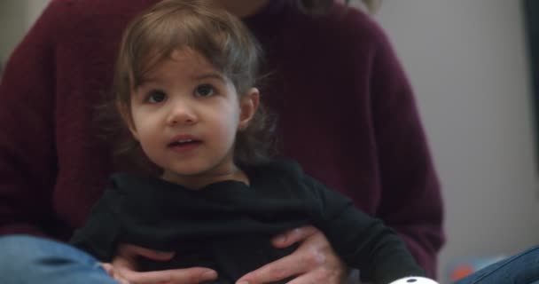 Cute Year Old Toddler Girl Home Shot Raw Cinema Camera — Stock Video