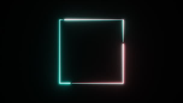 抽象的霓虹灯正方形框架 无缝圈 — 图库视频影像