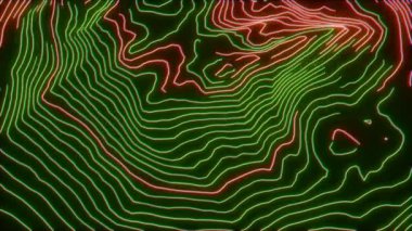 4K Soyut Dijital Neon Topografisi. Kusursuz Döngü.