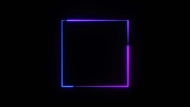 Cornice Quadrata Astratta Neon Loop Senza Soluzione Continuità — Video Stock