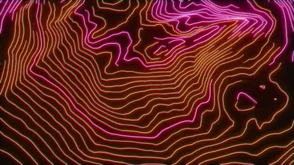 Topografi Neon Digital Abstrak Loop Tanpa Rupa — Stok Video