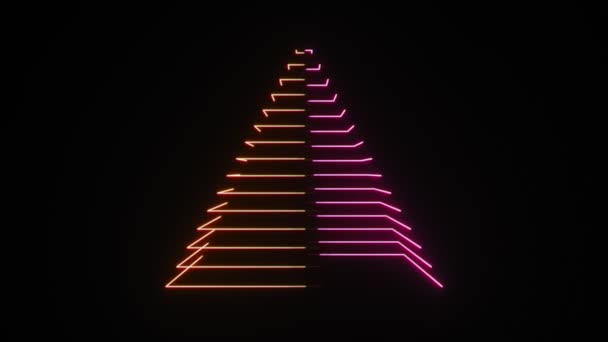Pirámide Neón Digital Abstracta Bucle Sin Costura — Vídeos de Stock