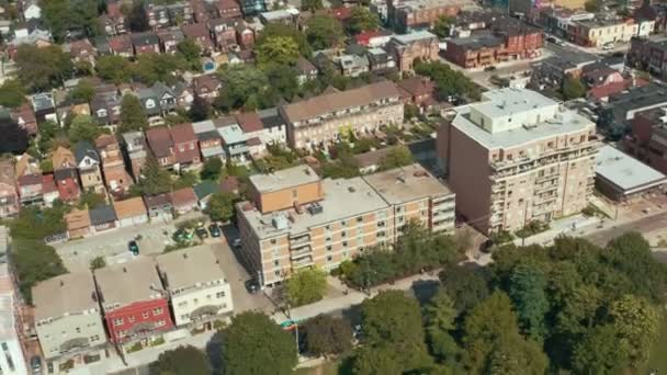 Aerial Som Etablerar Skott Bostadsområden Storstad Filmklipp Från — Stockvideo