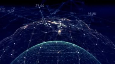 Dijital Dünya - Modern ağ oluşturma ve küresel bağlantının görselleştirilmesi. 4K UHD.