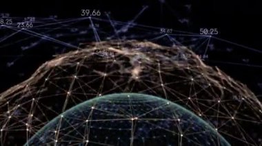 Dijital Dünya - Modern ağ oluşturma ve küresel bağlantının görselleştirilmesi. 4K UHD.