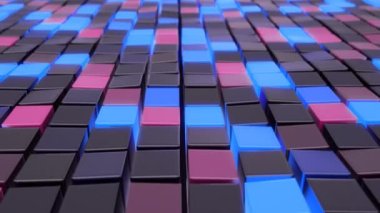 Çokgen küpler. 16-bit renk derinliğinde yapılmış kusursuz döngü animasyonu. Yüksek gerçekçilik. 4K UHD yayın kalitesi.
