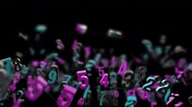 4K Rastgele Numaralar Ağ içinde Taşınıyor. 3B Canlandırma.