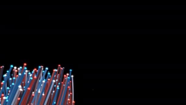 Волоконно Оптичні Кабелі Котушки Заповнюють Третину Рами Uhd Анімація — стокове відео
