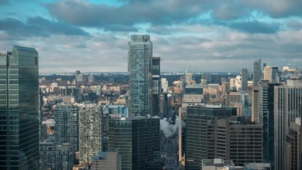 Toronto Skyline Timelapse Görüntüsü Tüm Ayırt Edilebilir Logolar Markalar Postayla — Stok video