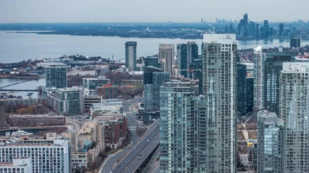 Vedere Timelapse Skyline Toronto Toate Siglele Mărcile Comerciale Distinse Eliminate — Videoclip de stoc