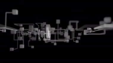 Çerçevede büyüyen 4K Futuristik Ağ Düğümleri. 3B Canlandırma.