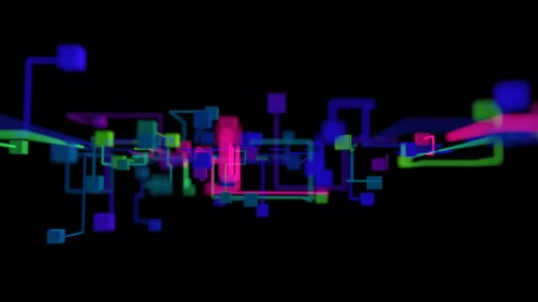 Футуристическая Сеть Nodes Growing Frame Animation — стоковое видео
