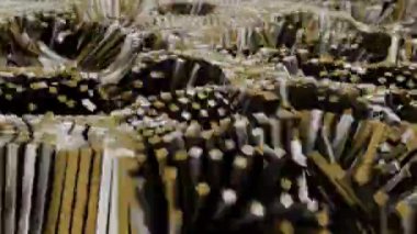 Dalgalarda Dalgalanan 4K Soyut Küpler. 3D CGI Teknik Canlandırması.