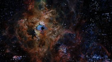 Tarantula Nebulasının Eşsiz Parçacık Bulutu Sunucusu. CG eğlencesi. 4K.