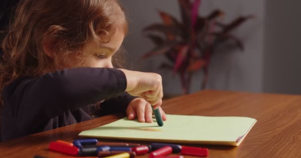 Criança Bonito Fazendo Artes Ofícios Casa Tiro — Vídeo de Stock