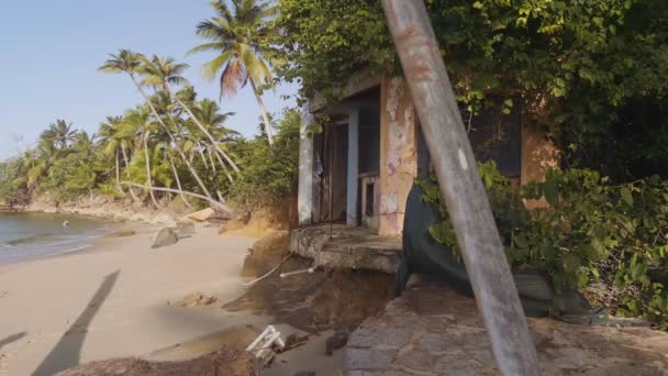 Opuszczona Plaża Zniszczona Przez Huragan Maria Portoryko Nakręcony Przez Kamerę — Wideo stockowe