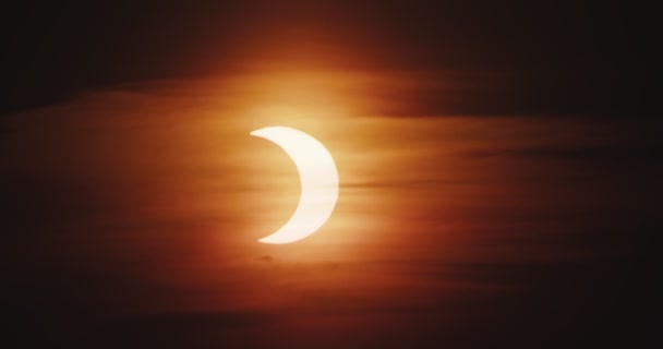 Ring Fire Eclipse Solar Visto Canadá Filmado Uma Câmera Cinema — Vídeo de Stock