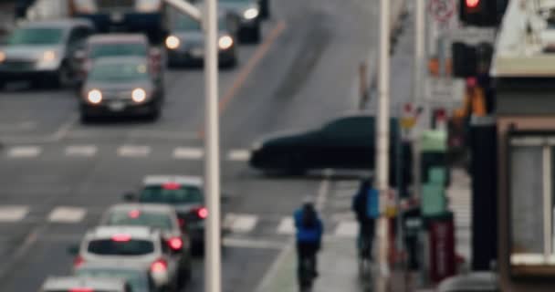 Vista Sfocata Bloor Street Toronto Ontario Girato Una Cinepresa — Video Stock