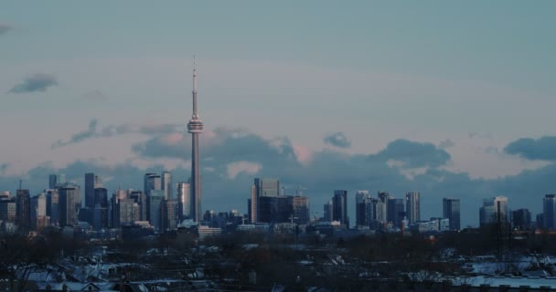 Extrema Vista Ultra Amplia Del Horizonte Toronto Atardecer Del Día — Vídeos de Stock