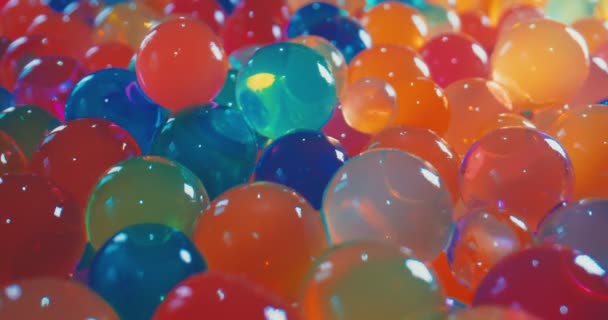 Macro Probe Shot Flying Gel Water Beads Footage — Stock Video
