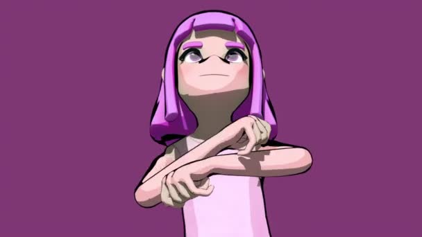 Geïllustreerde Cartoon Anime Meisje Dansen Gangnam Stijl Animatie Roze Achtergrond — Stockvideo