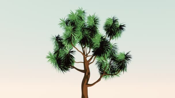 Ізольоване Дерево Мальованому Мультяшному Стилі Анімація — стокове відео