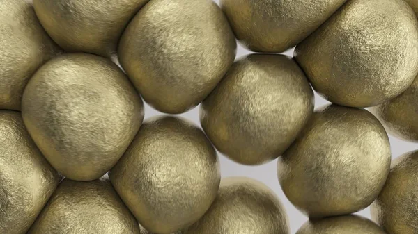 Soyut altın folyo yumuşak küreler. 4K soyut canlandırma.