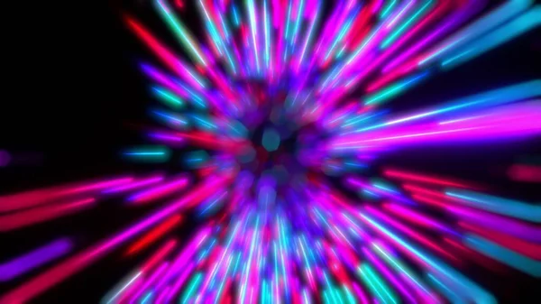 Velocità Viaggio Della Luce Strisce Sfocate Neon Animazione Cgi — Foto Stock