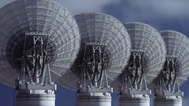 无线电卫星Dish阵列 3D动画 Cgi — 图库视频影像