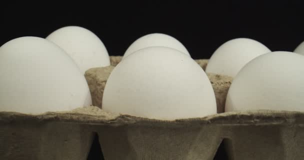 Kutudaki Çiğ Yumurtaların Macro Sondası Bir Sinema Kamerasında Çekildi — Stok video