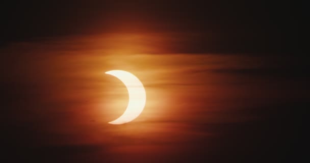 从加拿大看到的日食火圈 用4K镜头在摄像机上拍摄 — 图库视频影像