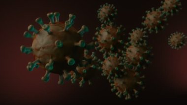 COVID-19 SARS-COV-2 yeni Coronavirus dünya çapında bir salgının merkezinde. 3B CGI animasyonu.