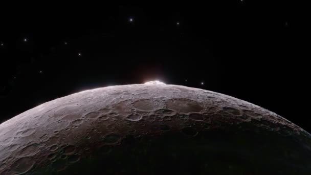 Земля Піднімається Над Місяцем Унікальний Кутовий Вигляд Землі Виглядає Поверхні — стокове відео