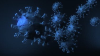 COVID-19 SARS-COV-2 yeni Coronavirus dünya çapında bir salgının merkezinde. 3B CGI animasyonu.