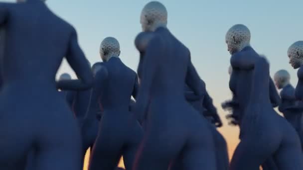 Grupp Abstrakta Kvinnliga Kloner Som Springer Tillsammans Looping Animation — Stockvideo