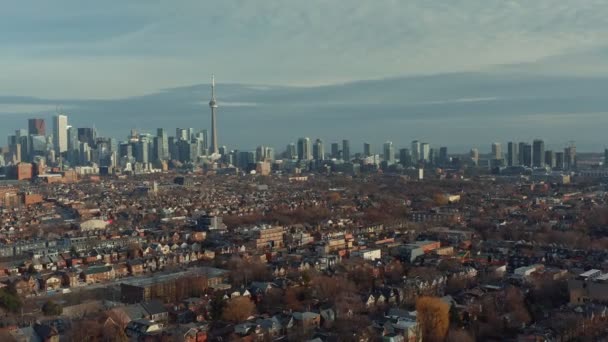 Aerial Establishing Scatto Quartiere Toronto West End Nel Tardo Autunno — Video Stock