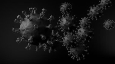 COVID-19 SARS-COV-2 yeni Coronavirus dünya çapında bir salgının merkezinde. 3B CGI animasyonu.