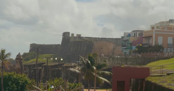 Establishing Shot Fort Old San Juan Puerto Rico Cinematic Footage — Stock Video