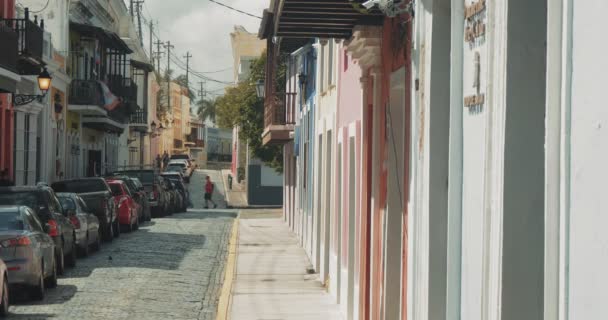Створення Вулиці Старому Сан Хуані Пуерто Рико Кінокасети — стокове відео