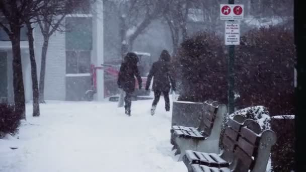 Una Gran Tormenta Nieve Golpea Ciudad Filmado Cine Toronto — Vídeo de stock
